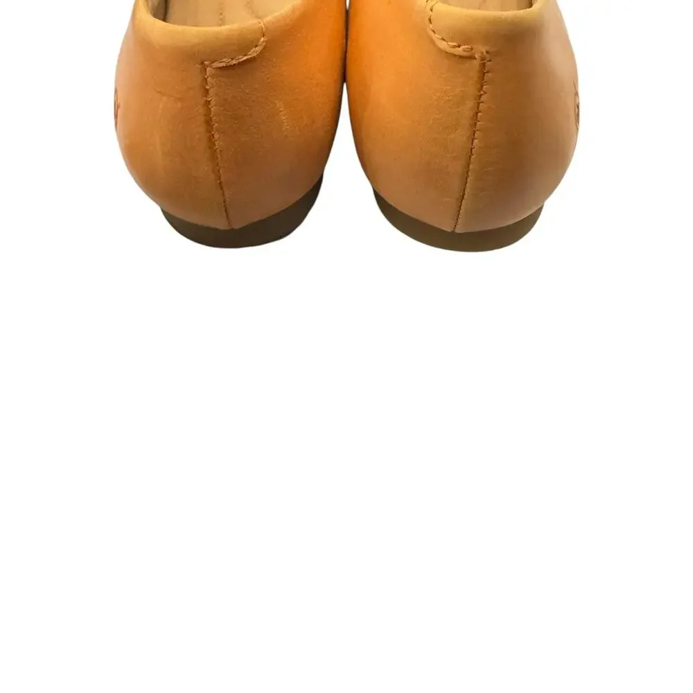 Born Orange Leather Floral Ballet Flats Women’s Size 9M